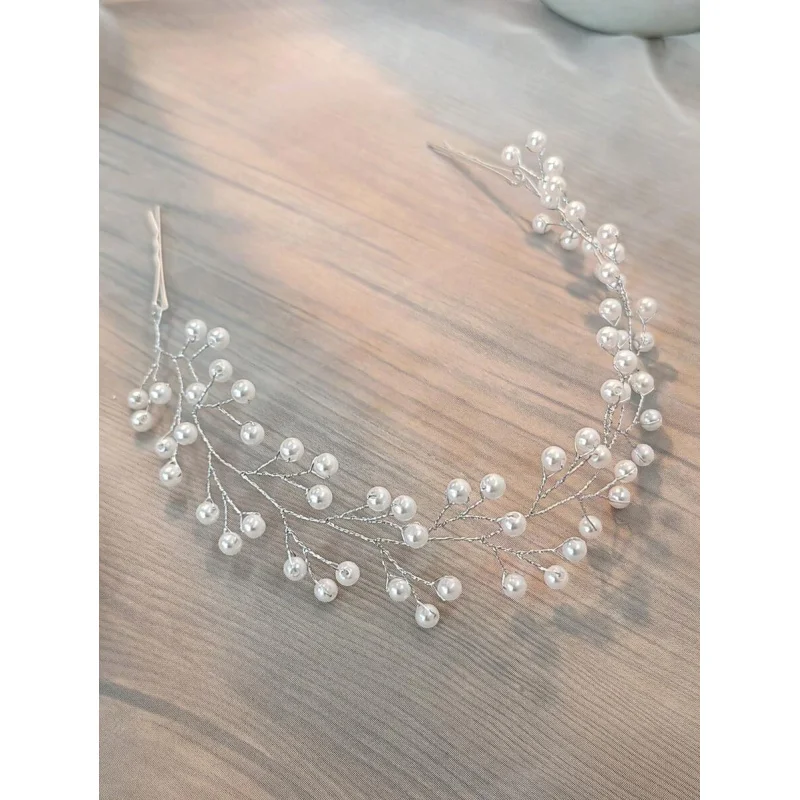 

1pc Simple Faux Pearl Hair Accessory: Convertible Band/Clip Headband for Bridal & Versatile Styling