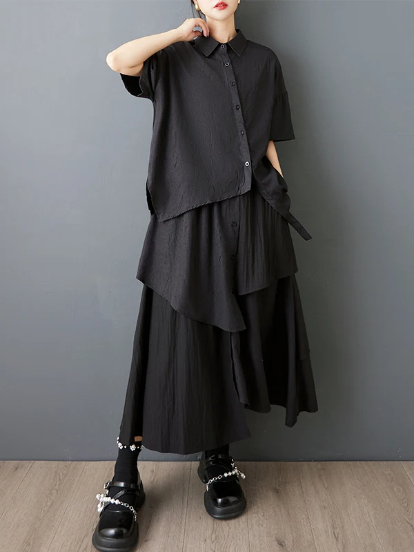 

Аутентичный небольшой партийный дизайн Asakura irt Юбка с асимметричным подолом и эластичной резинкой на талии ort Sve Collar Summer Faion ...