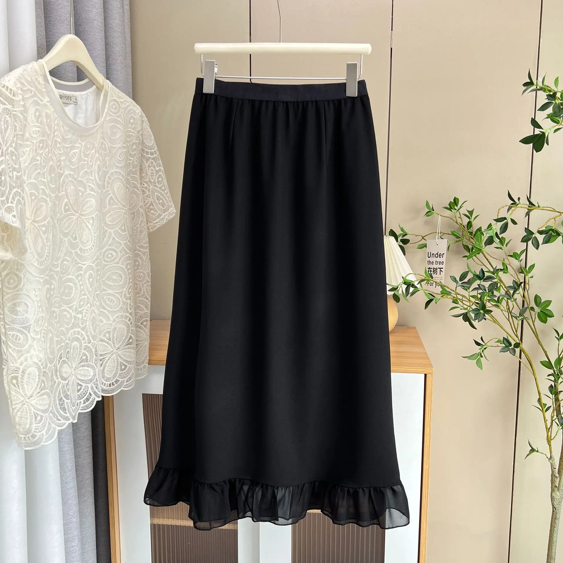 100 キロ夏の新しいハイウエストスカートエレガントなパッチワークプラスサイズの女性のフィッシュテールスカート 6207