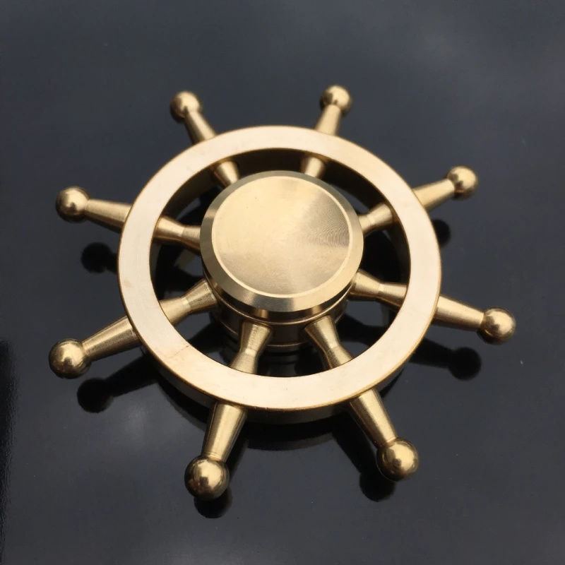 Fidget Spinner Brass Color Zinc Alloy Metal Hand Spinner Dice Bauhinia Rudder Exterior Smooth Finger Tri Spiner Gyro Toy for Kid