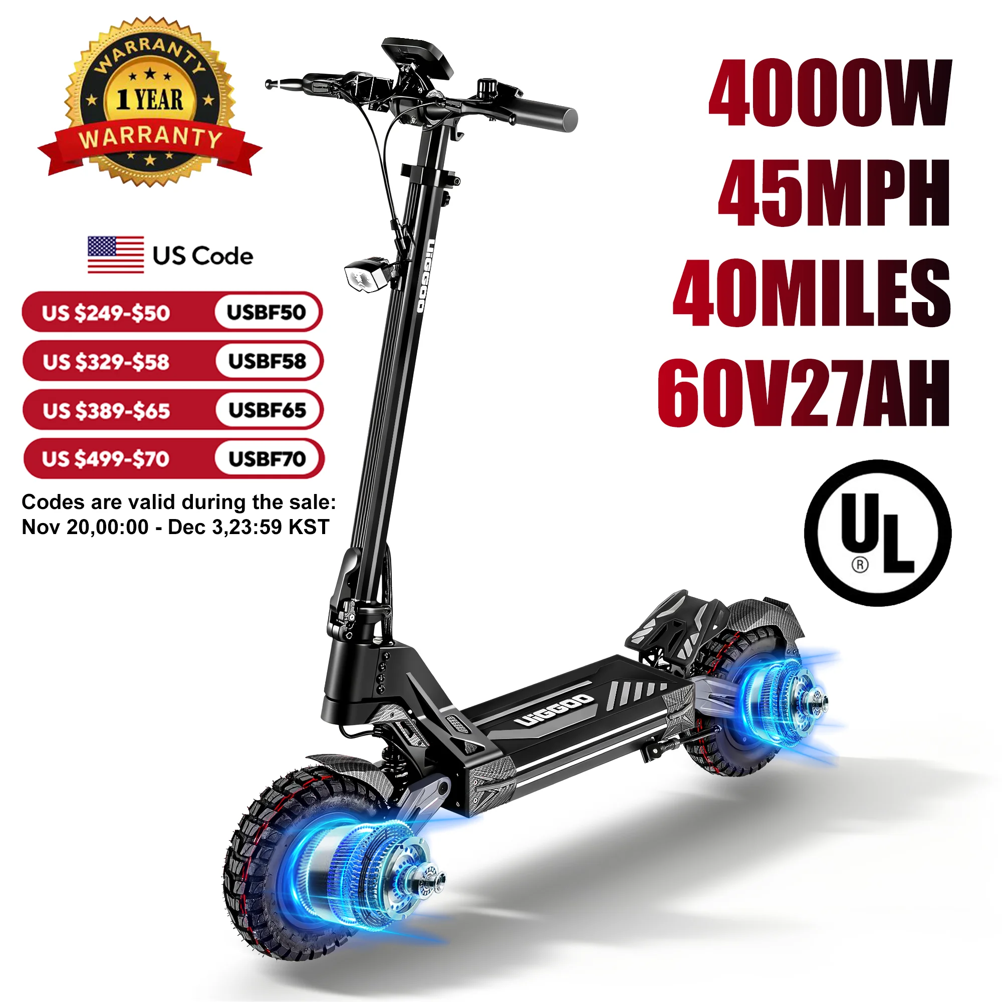 EOEOTWO K2MAX سكوتر كهربائي 45Mph 4000W الذروة محرك مزدوج 40Mile المدى EScooter الكبار المزدوج تعليق شحن سريع سكوتر #1
