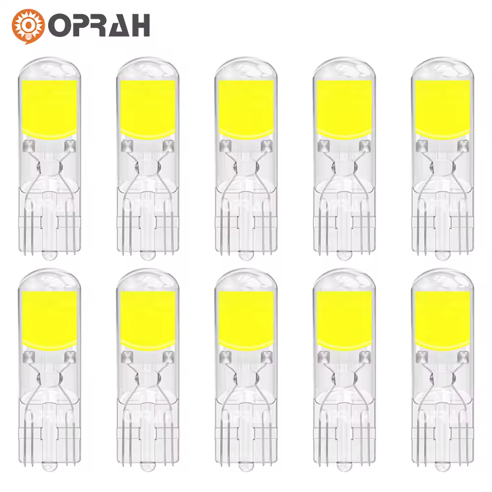 Oprah 10pcs T10 Led Bulbs W5W Sapphire COB Led Drive-Free Car Light Bulb Super Bright Wedge Dome Reading Lamp License Plate Lamp