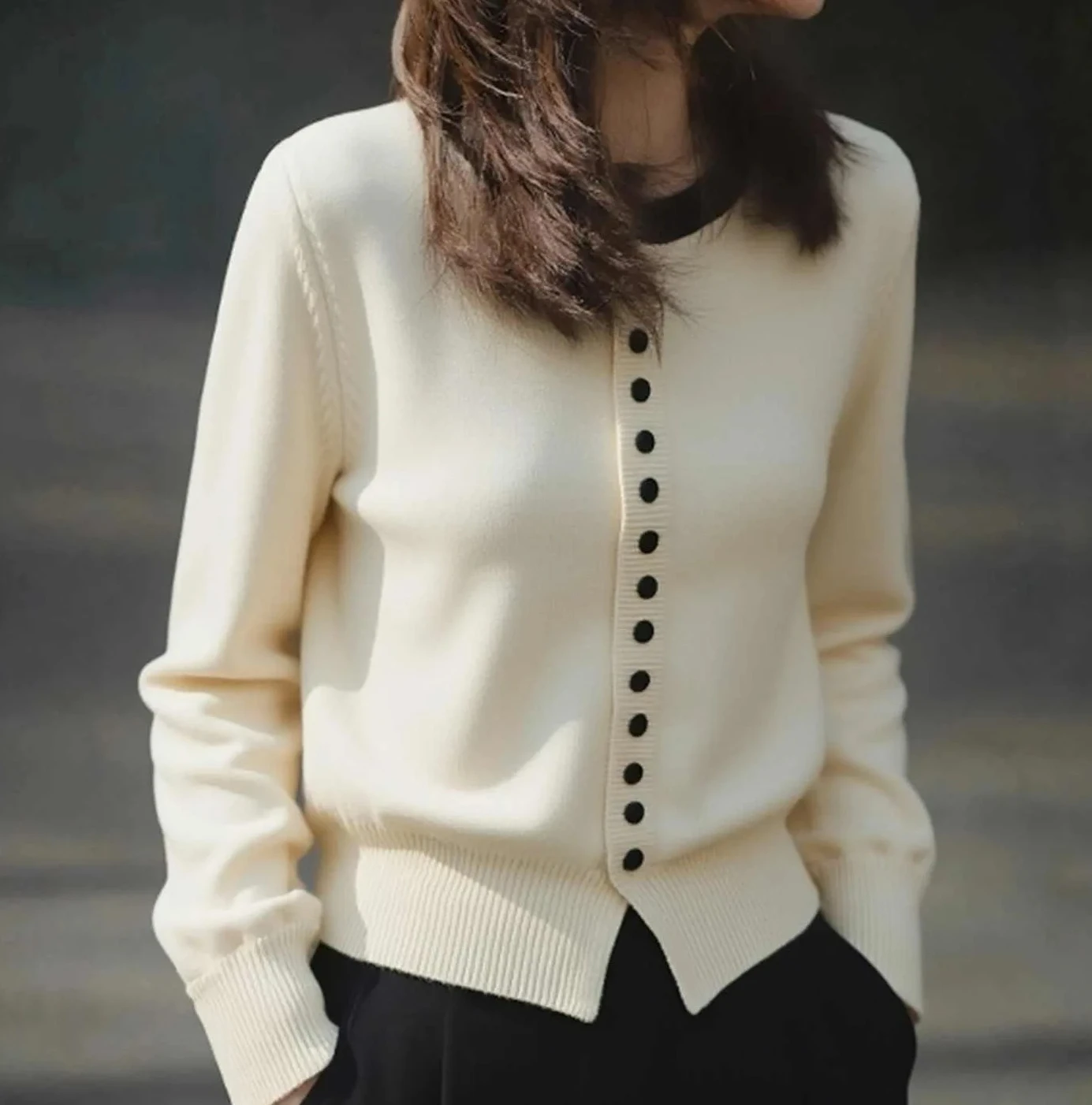 

Новый стиль, женский свободный вязаный кардиган, универсальный свитер с цветными блоками, модное однобортное пальто