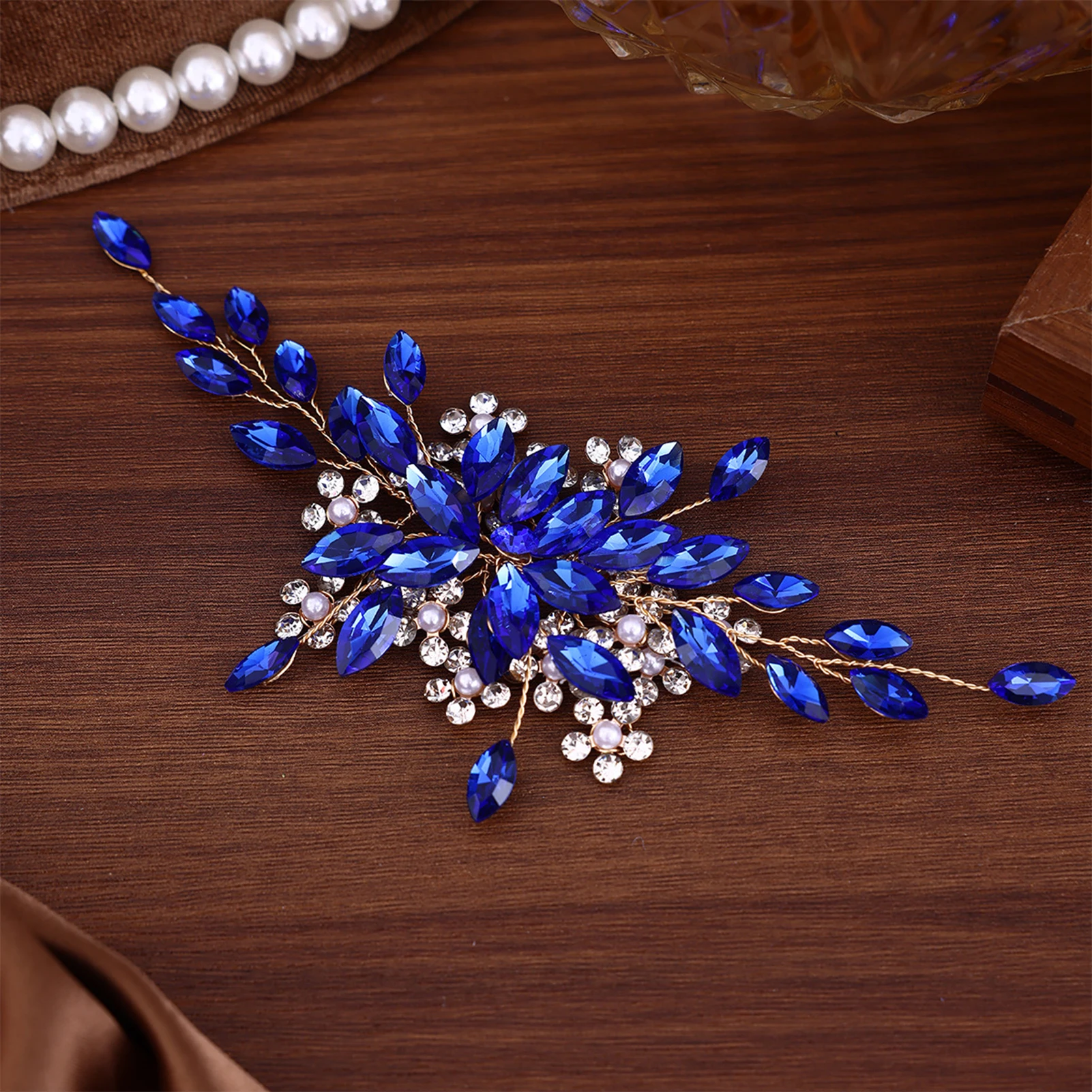 Roter Kristall-Haarkamm für Damen, Abschlussball, Party, Perlen-Haarkamm, Clip, Stirnband, Braut, Hochzeit, Haarschmuck, Schmuck, Haarnadel, Kamm – Detail 3