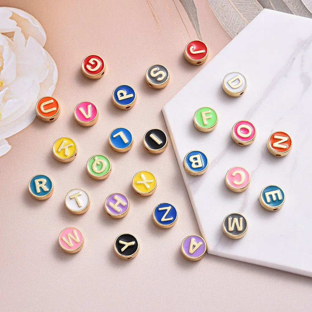 

26 шт., креативные бусины-разделители с буквами алфавита, разноцветные бусины из сплава, принадлежности для изготовления ювелирных изделий своими руками для браслетов, ожерелий, аксессуары для рукоделия