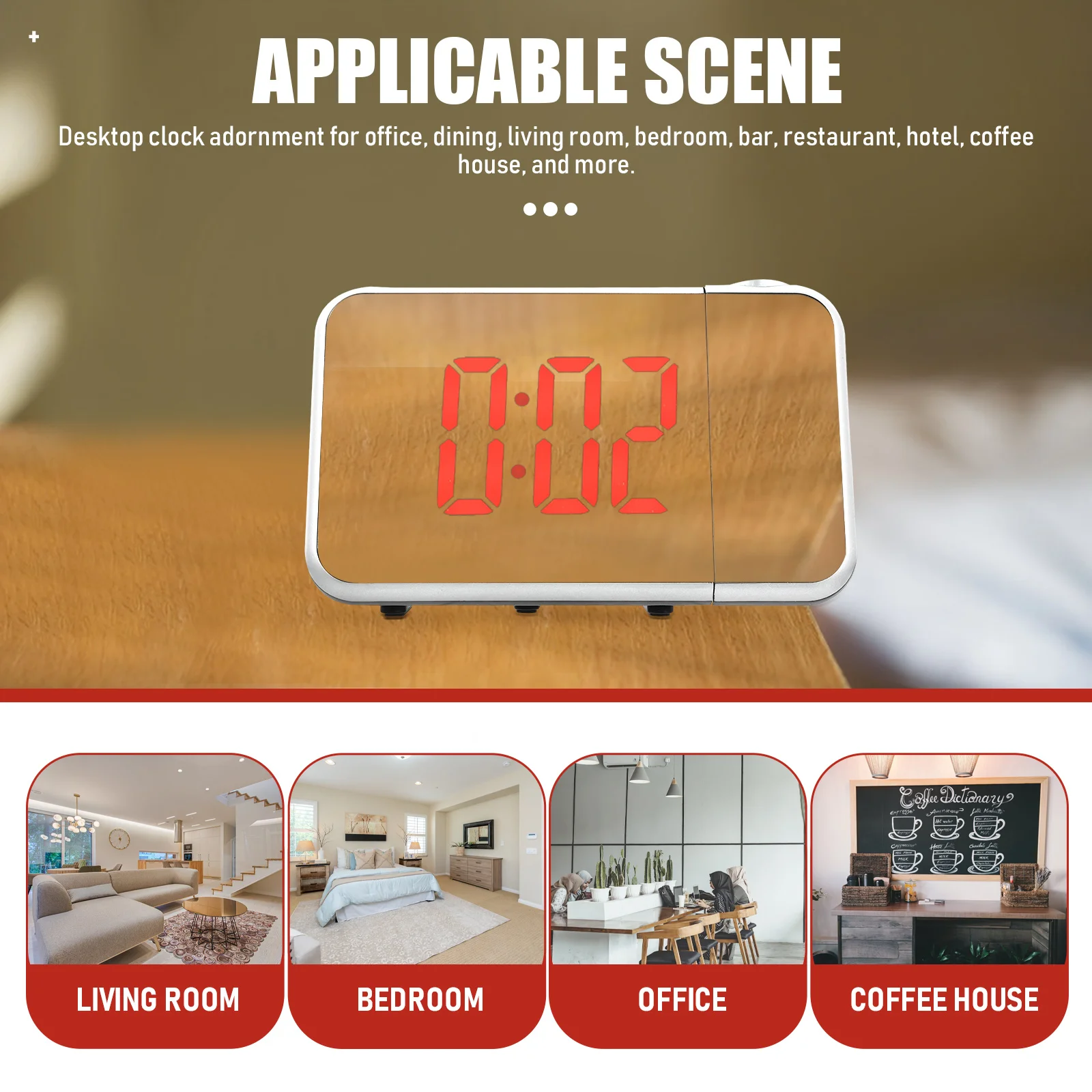 

Projecting Alarm Clock for Bedroom Digital Table Clock with Stable Base Decorative Home Office Clocks Black Electric Student