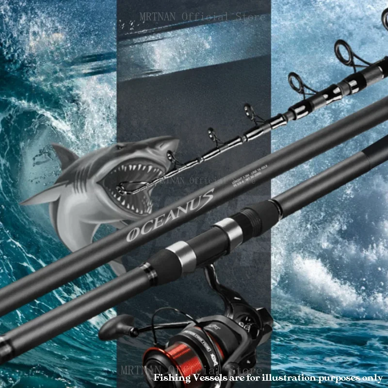 Imagem -02 - Vara de Pesca de Fiação de Fibra de Carbono Super Leve Cabo Telescópico de Longa Distância Sea Pole Lure 2.1m 2.4m Seções 30g200g