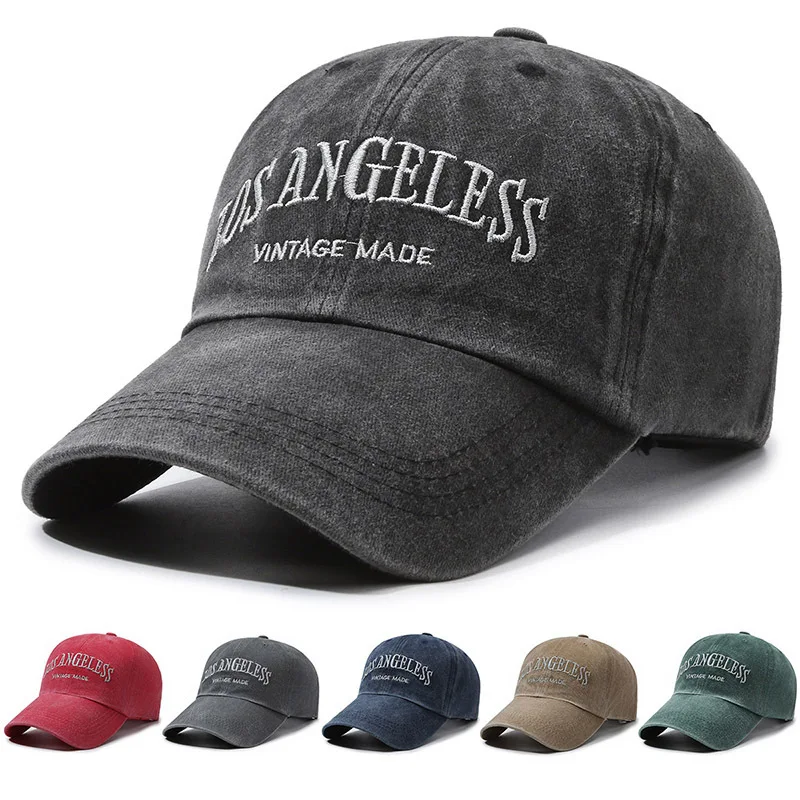 Men's American Wide Brimmed Retro Face Enhancing Little Women's Big Head Circumference Baseball Cap Washed Hat Trendy Cap