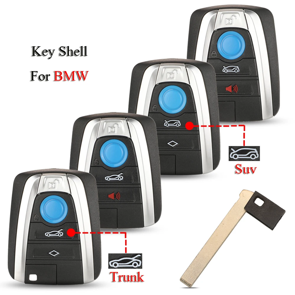 

jingyuqin 10PCS/Lot Remote Smart Car Key Shell For BMW i3 i8 Series 2014 2015 2016 2017 4Buttons Keyless-Go Cover Fob Case