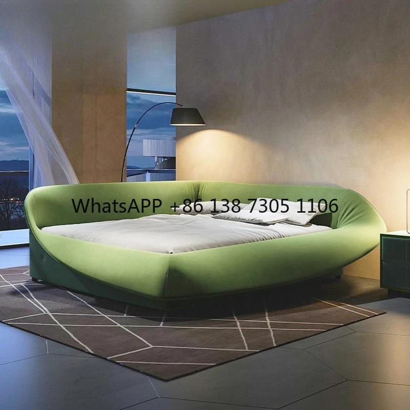 

Fabric bird's nest bed simple designer Italian new floor creative ins master bedroom parent-child bed double