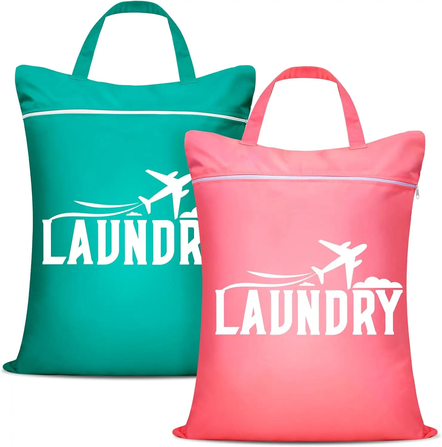 

2 Pcs Large Travel Laundry Bags - Washable Waterproof Wet Dry Bags for Dirty Clothes, Swimsuits, Workout & Gym Clothes