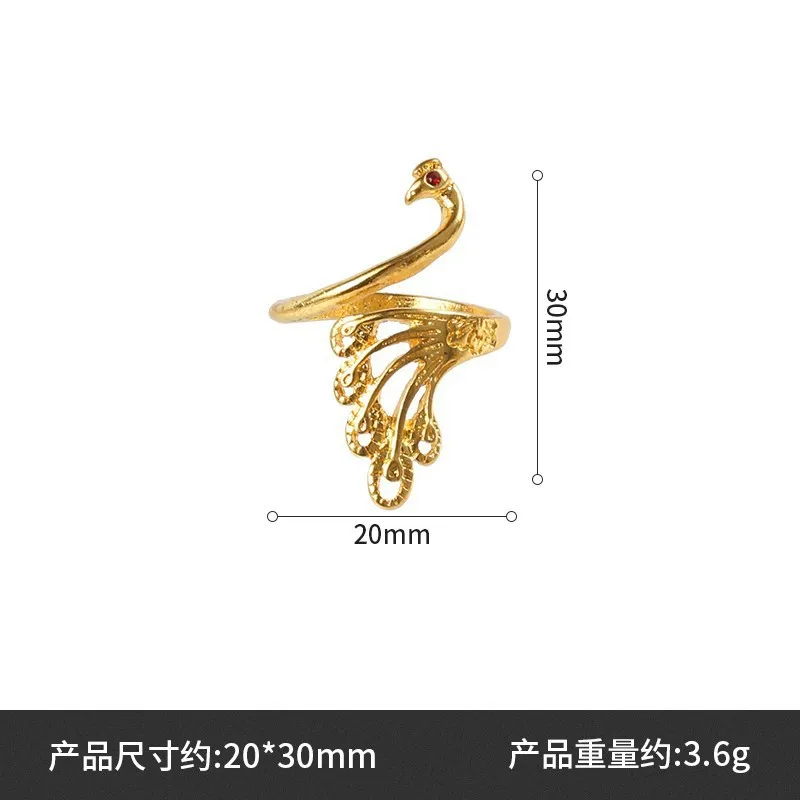 Hollow flower ring for women exaggerated personality open mouth name ethnic style peacock index finger ring