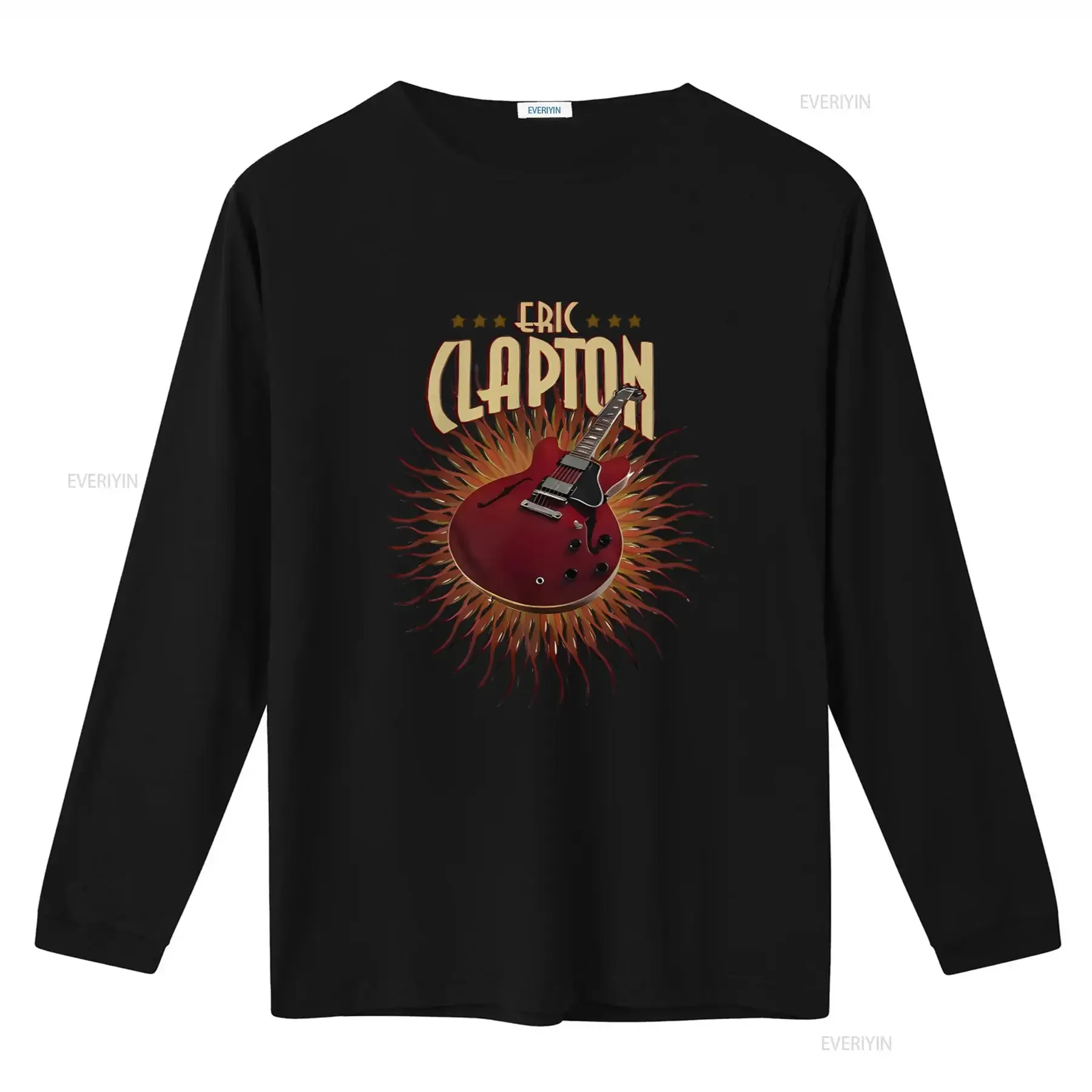 Eric Clapton Guitar Flames Smoke Music T Shirt for Men Rock Style vintage Washed Top For Everyday Wear Versatile Unisex Stylish