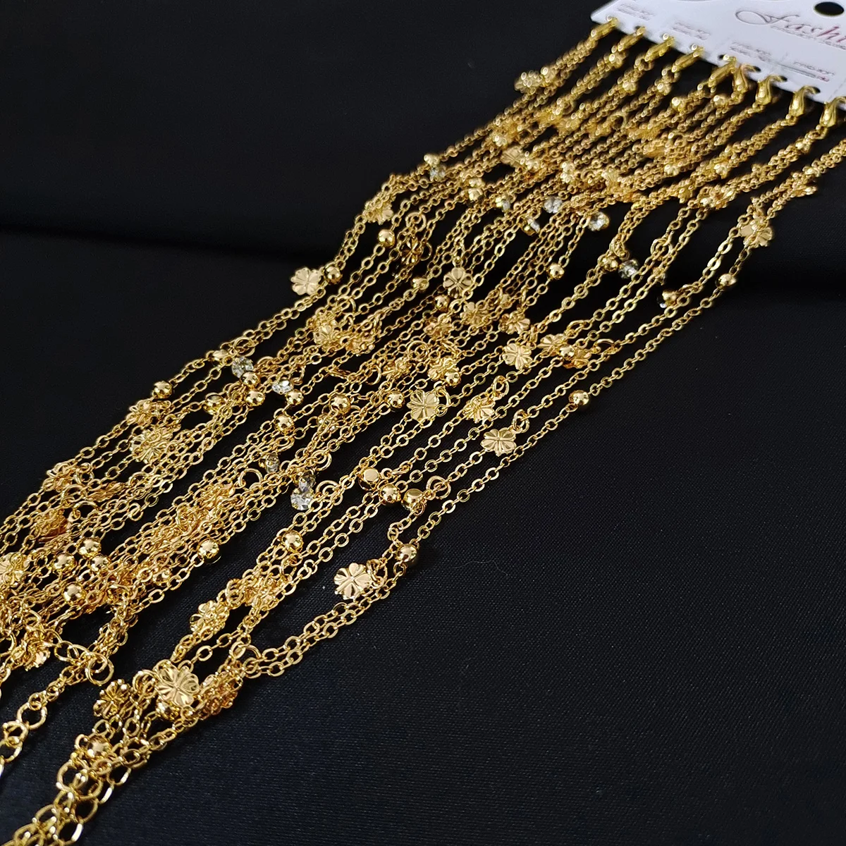 Sommers trand Damen armband 24 Karat vergoldet Doppel gold Blumen Zirkon Charm Knöchel Armband Damen schmuck Bohemian Style