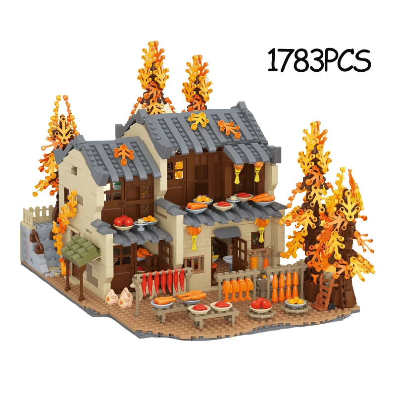 

Building Block LOZ MINI Creative Autumn Farmhouse Model MOC Street View Outdoor Farmer Harvest Bricks Children Toys Kids Gifts