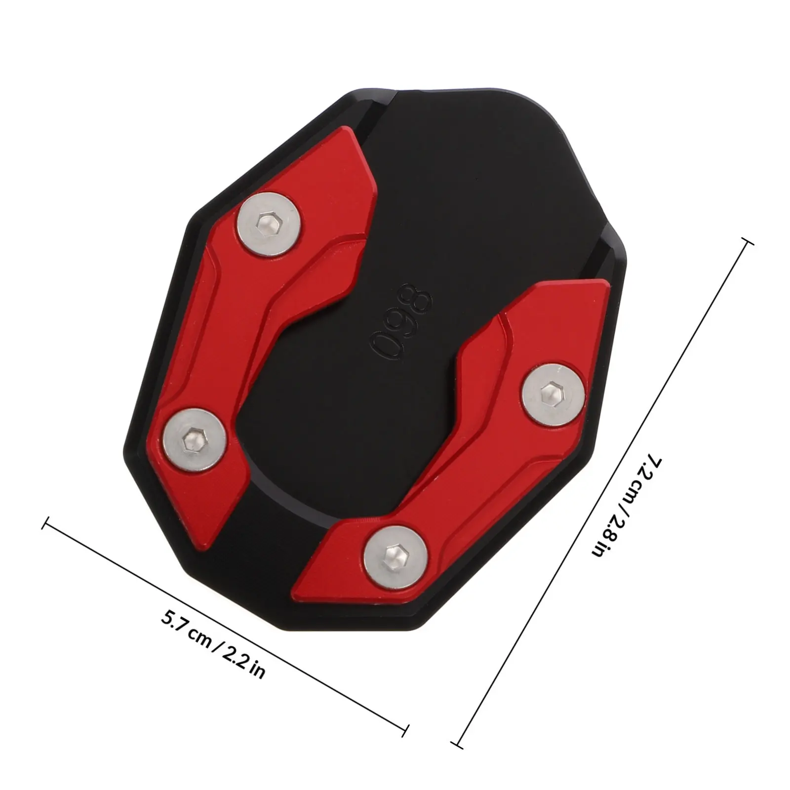 Foot Side Stand Extension Pad Motorcycle Kickstand Enlarger Support Plate Red Heavy Duty for Sand Gravel Mud Wet Ground