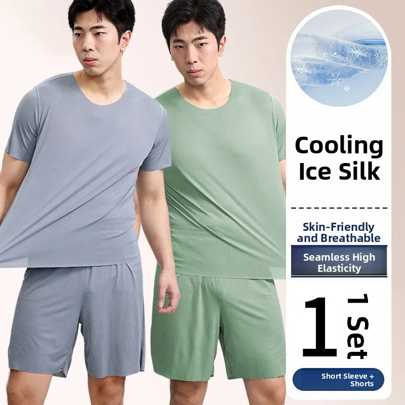 

Modal Men's Spwear Ice Silk Summer ort Sve Thin Home Clothes Set Casual round Ne Pullover ort Pants for Teens