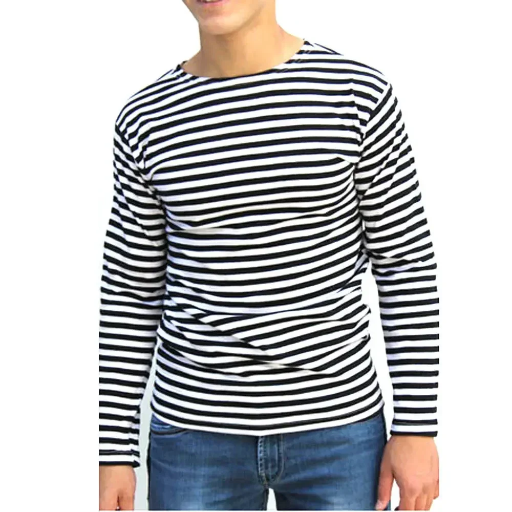 Russian Military VDV Paratrooper Sailor\'s Striped Shirt Polyeste Cotton Long Sleeve Mens Marine Stripes T-Shirt Telnyashka Tops