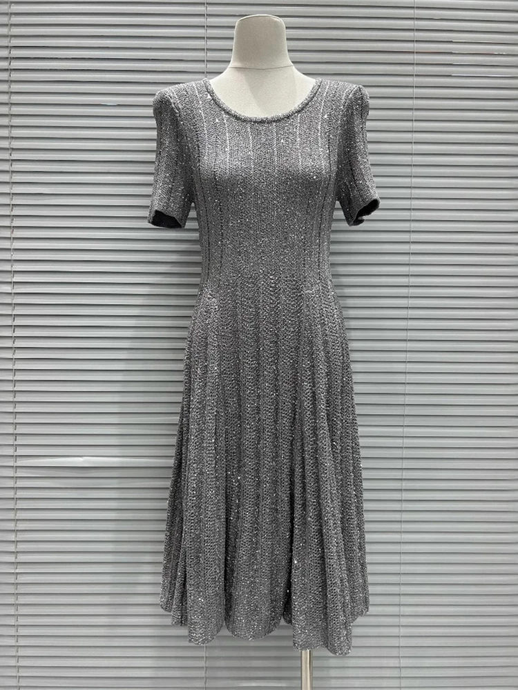 Ele rond Ne ort Sve Dr iny paillettes broderie lourde Version haut de gamme jupe trapèze trajet Sle été Dr