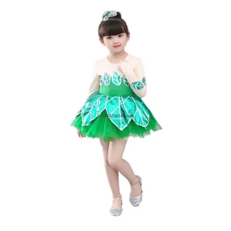 

ballet tutu Jasmine dance Dress Children's puffy green gauze dress Girl's Spring Dawn dress