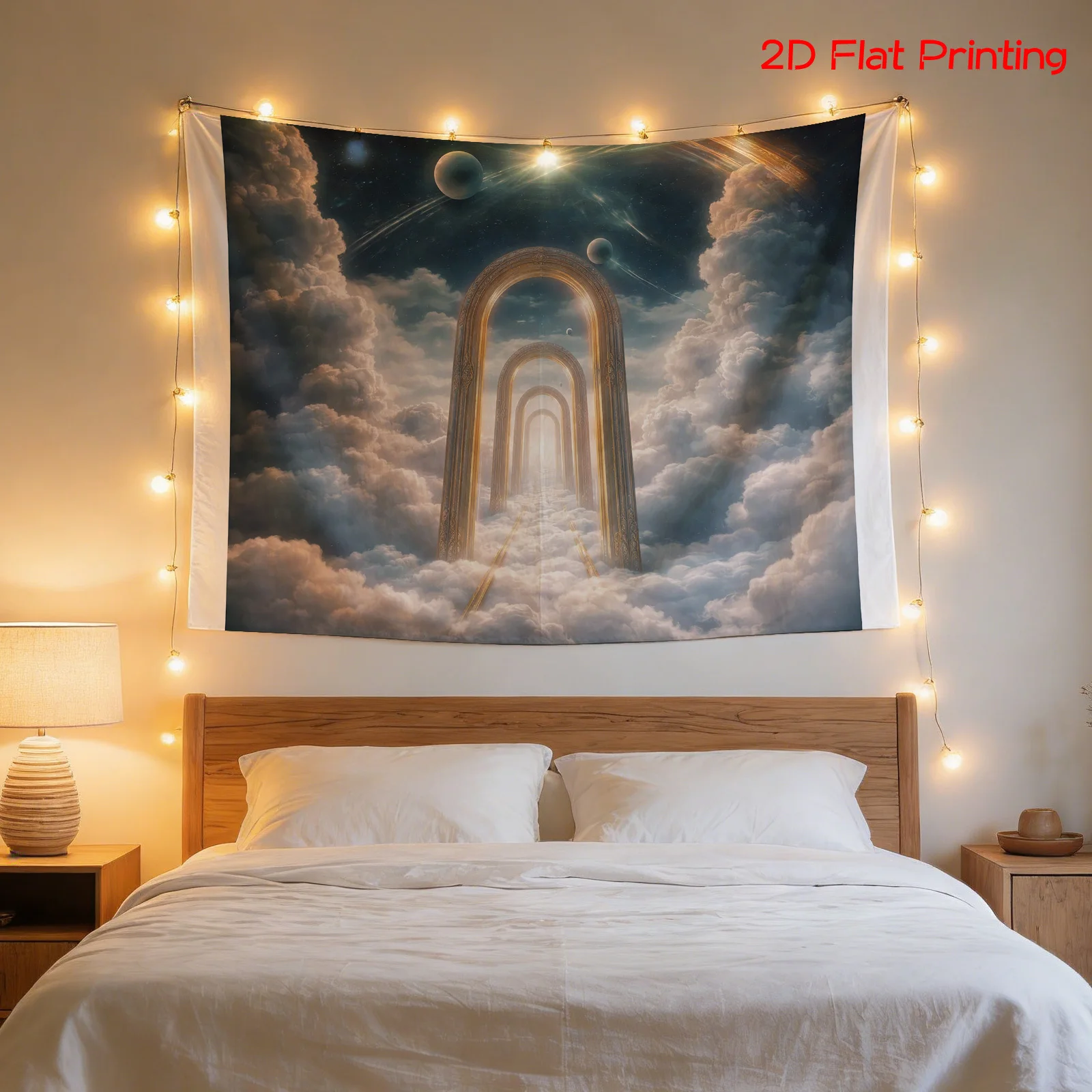 Ethereal Celestial Cosmic Galaxy Tapestry Wall Hanging Print Polyester Home Decor Sky Tunnel Archway Art Modern Room Decoration