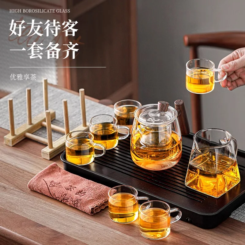 

HYS tea set new high-end light luxury household glass flower teapot teacup for young people to drink tea and make tea