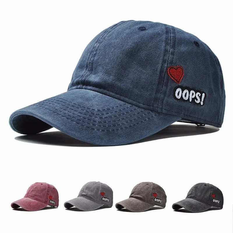 

Letter OOPS Embroidery Women Baseball Cap Solid Color Casual Peaked Caps for Men Washed Cotton Snapback Hat Sun Visors