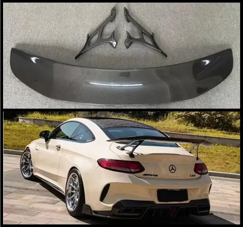 IMP STYLE CARBON FIBER REAR WING TRUNK LIP SPOILER FOR Mercedes-Benz C Class W205 COUPE C43 C63 C63S AMG 2015-2022