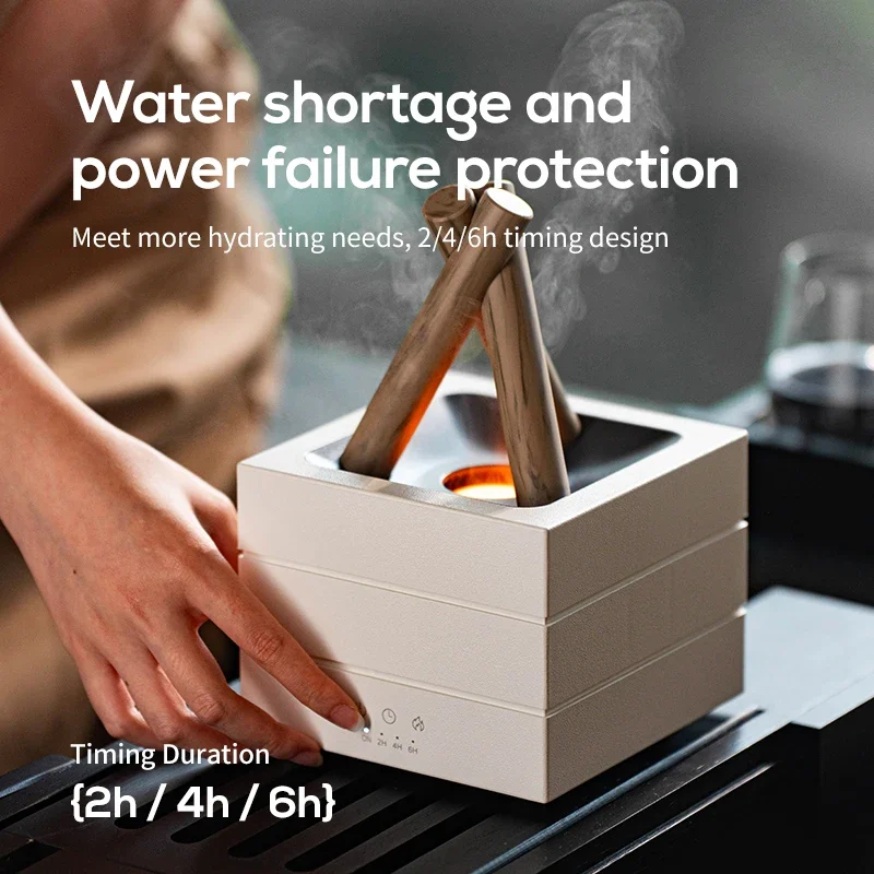 E5 Novelty Colorful Flame Night Light with Air Humidifier Atmosphere Bonfire Essential Oil Aroma Diffuser for Bedroom Desk Light