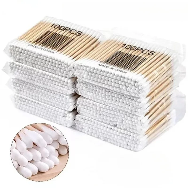 

1/3/5 упаковок одноразовых двухсторонних ватных палочек из бамбука для чистки носа и ушей, снятия макияжа