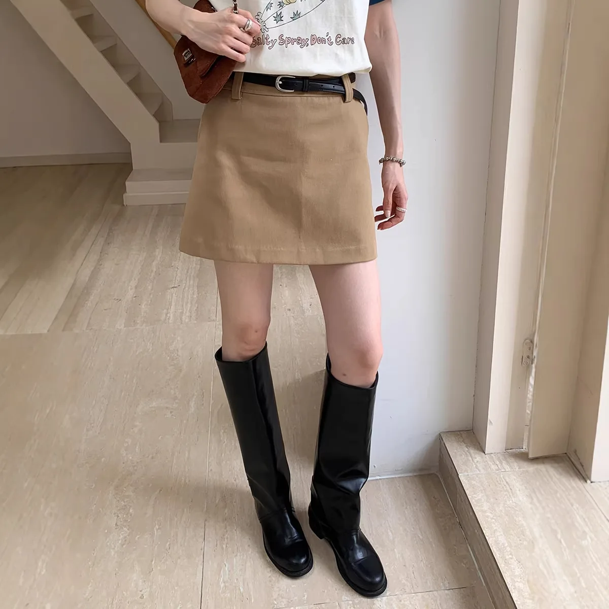 Women's Khaki A-word Short Skirt 2026 Summer New Skirt Women