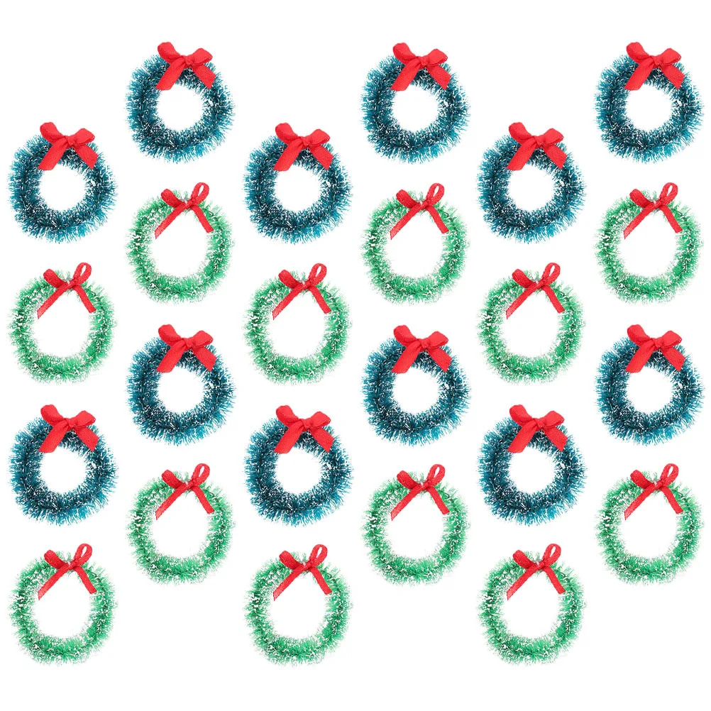 

24pcs Mini Wreath Hanging Decor Christmas Playhouse Simulated Garland Ornament Craft Set Holiday Party Decoration