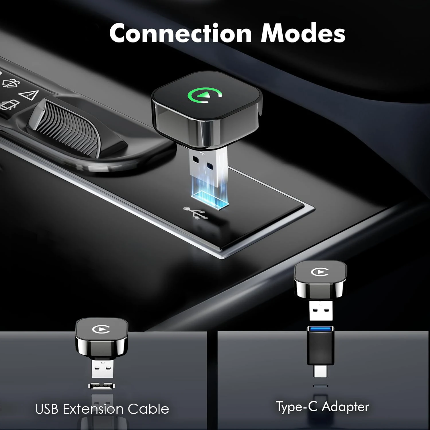 Picture 4: 2 in 1  Wireless CarPlay Adapter - Fast Auto-Connect, Stable Connection, Mini Size Plug & Play Adapter for iPhone & Android Auto