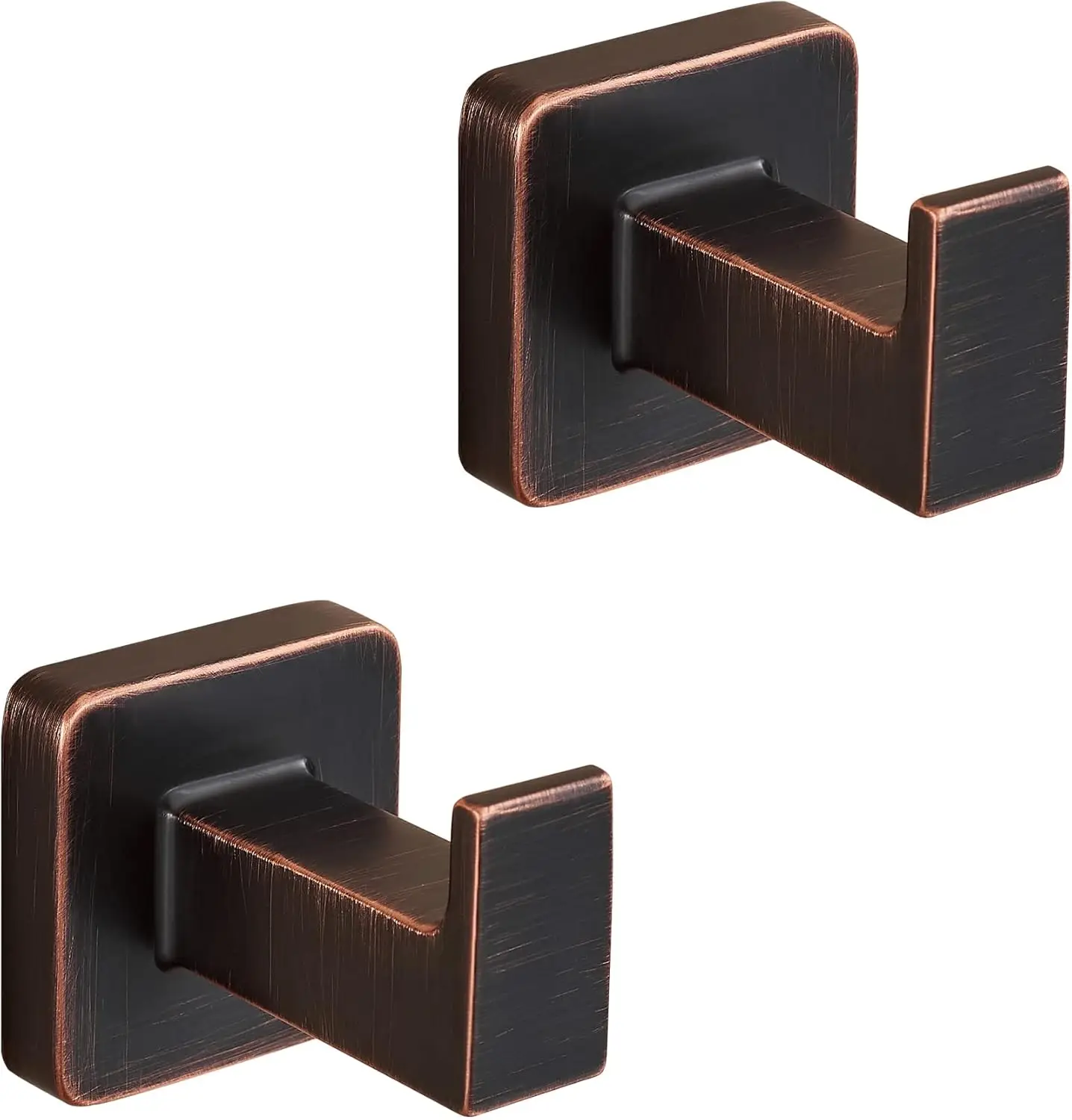 

Bronze Towel Hooks 2-Pack, Oil Rubbed Square Wall Hooks for Bathroom, Stainless Steel Coat Hooks