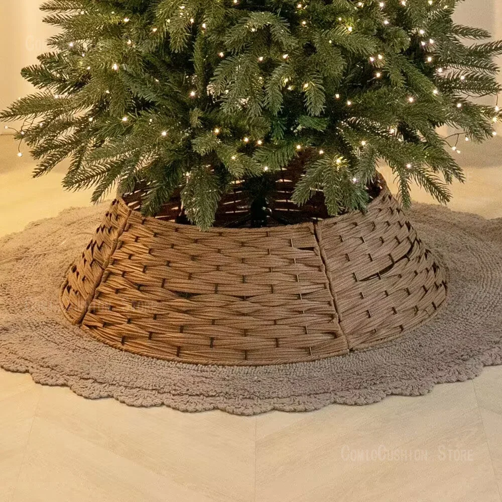 

Christmas tree base round fence fence ins Nordic Christmas tree skirt Christmas scene arrangement prop decoration