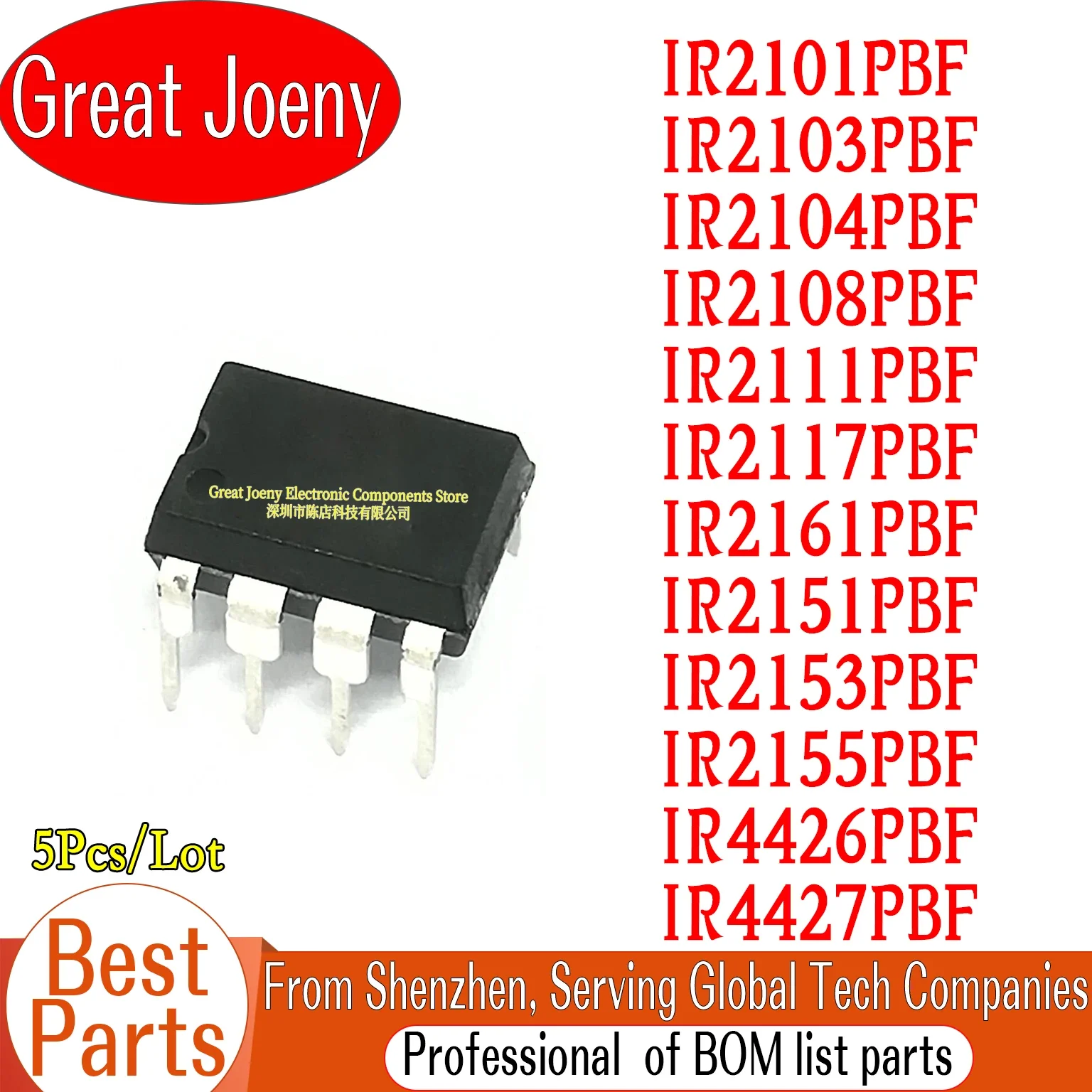 (5piece)100% New IR2101 IR2103 IR2104 IR2108 IR2111 IR2117 IR2161 IR2151 IR2153 IR2155 IR4426 IR4427 PBF Chipset Bulk Best Price