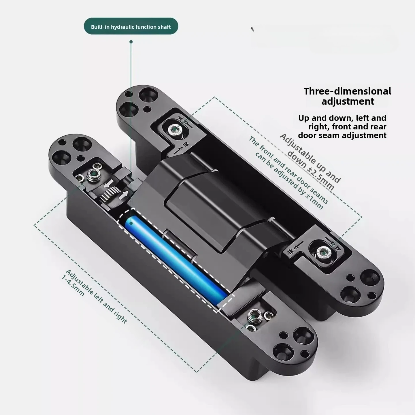 Invisible Door Hydraulic Hinge Buffer Damping Silent 3D Adjustable Concealed Door Automatic Gate Colder Wooden Door Cross Hinge