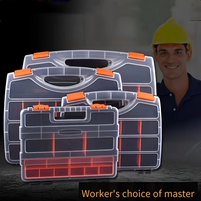 Scatola portaoggetti in plastica resistente e impermeabile da 1 pezzo con cassetto, organizer multiscomparto per viti e hardware, scatto portatile