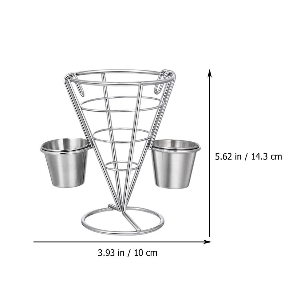 

3Pcs French Fries Stand Cone Shape Mesh Food Holder Snack Serving Rack Stable Kitchen Display Wire Appetizer Holder Black