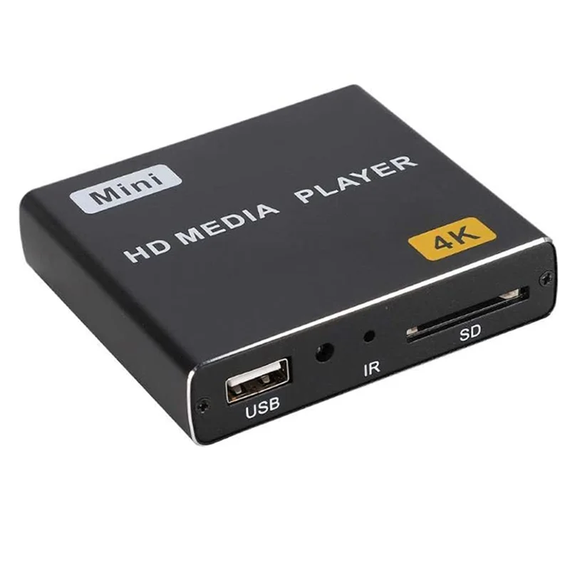 Mini 4K HDD Media Player 1080P Horizontal and Vertical Digital Video Player with USB Drive/SD Cards US Plug