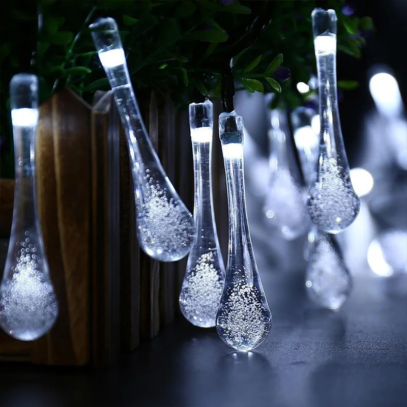 Imagem -05 - Gota de Água Led Solar String Lights Impermeável Alimentado Pátio Beads Luz Outdoor Garden Party Lamp Colorido 083 22m 100 Led