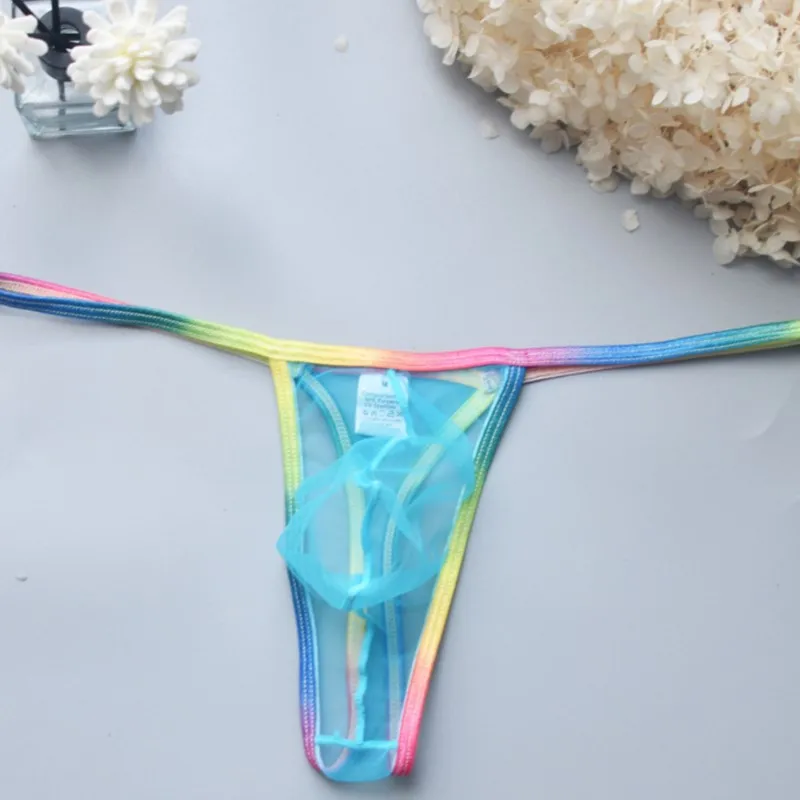 

Mens Sheer G String Thong Transparent Pouch T Back Fully Exposed Underwear Sexy Lingerie for Men Open Cheek Underpants