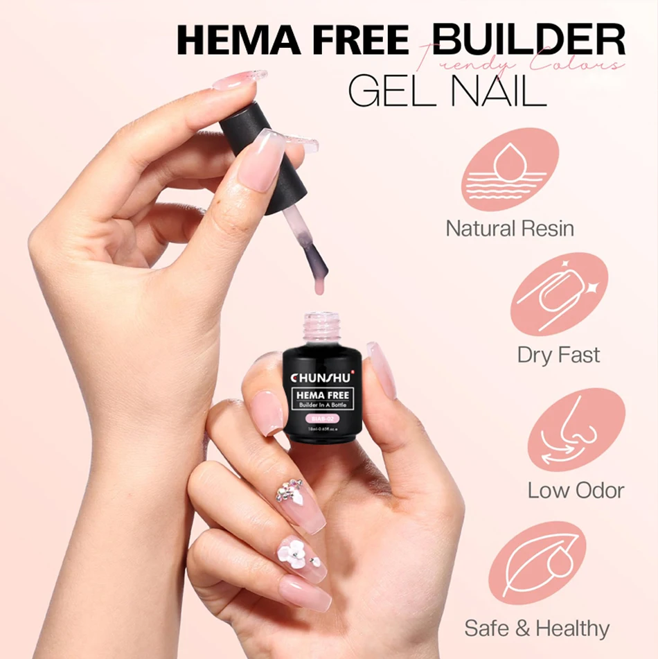 CHUNSHU Hema FREE Construction UV Gel 18 ml Builder Nagelgel in einer Flasche Semi Permanent Thick Rubber Base Gel Extension Nails Art – Detail 7