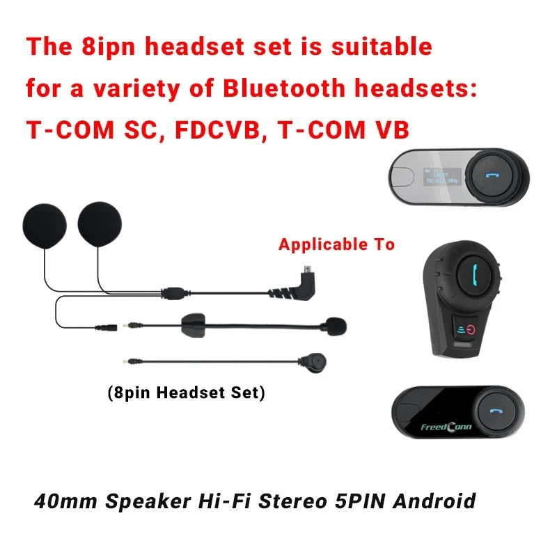 Freedconn-intercomunicador para casco de motocicleta, auriculares para T-COM, VB, T-COM, SC, Bluetooth, accesorios