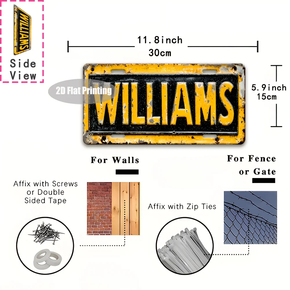 2D Flat Printing, Outdoor Signs And Wall Art, 1pc, Vintage Surname 