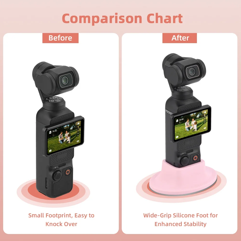 قاعدة سيارة من السيليكون BRDRC لـ DJI Osmo Pocket 3، حامل لاصق سفلي، حامل ثابت، ملحقات الكاميرا الملونة