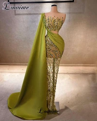 Newest Sexy Celebrity Dresses Mermaid One Shoulder Transparent Evening Gowns For Women Vestidos De Gala Red Carpet Dresses