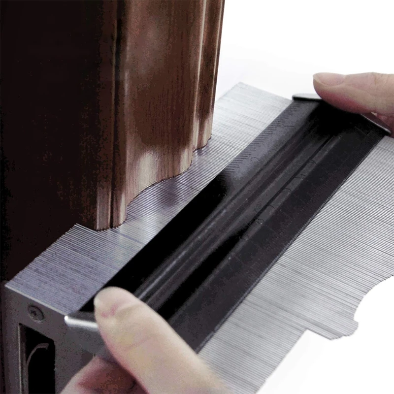Duplicde Contorno Multifuncional Medidor de Metal Polegadas para Perfil de Forma Ferramenta de Precisão Cor Preta m