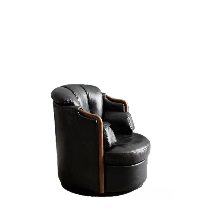

Single leisure godfather chair first layer oil wax leather master seat sofa