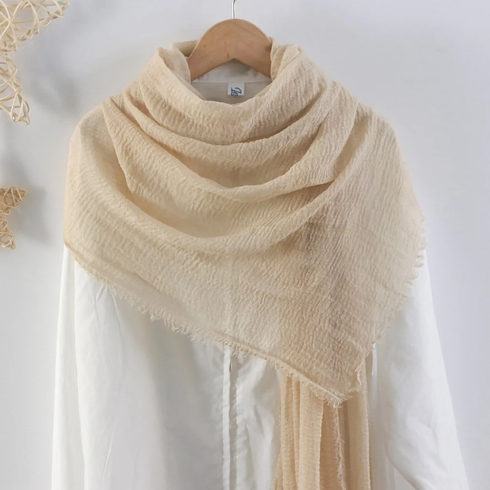 

Fashion Cotton Linen Musulman Hijab Scarf Solid Color Bandana Africa Headband Thin Long Islamic Turban Women Female